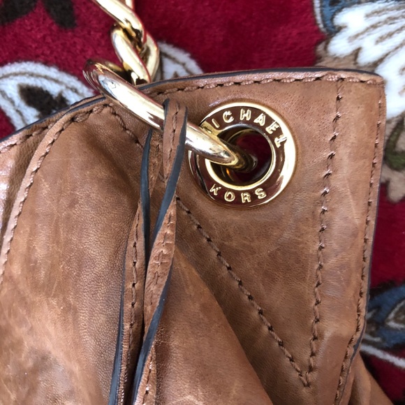 Michael Kors Uptown Astor Large Leather Studded Shoulder Bag - Tan - Picture 5 of 15